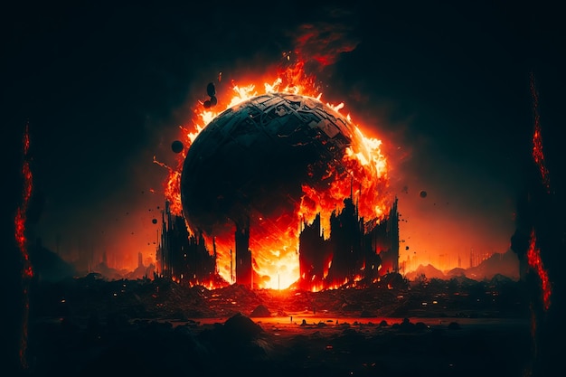 The image of the end of the world is depicted as the fire