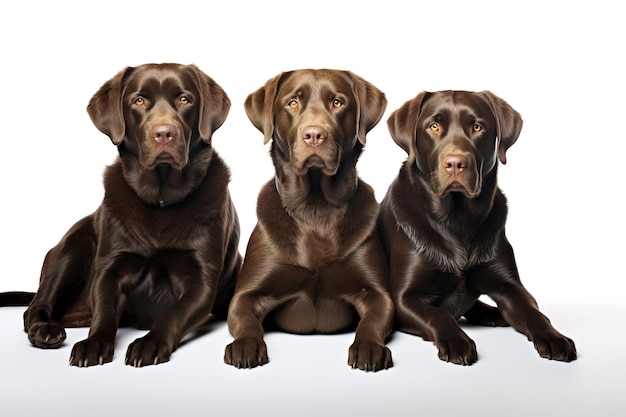 Image of family group of labradors on white background Pet Animals Illustration Generative AI