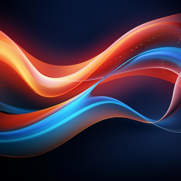 The image features an abstract background with a dynamic lines design