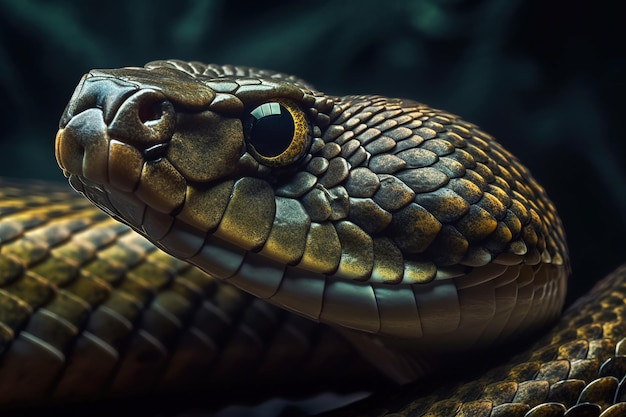 Image of a ferocious snake head Reptile Animals Illustration Generative AI