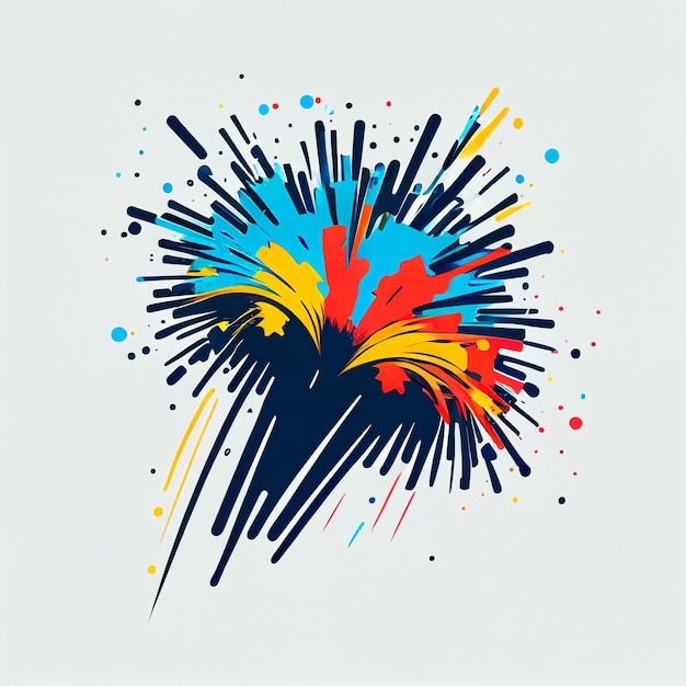 Image of fireworks in colorful lines on a white background