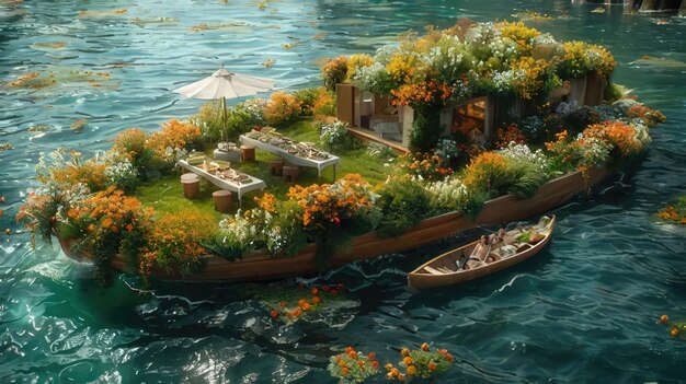 Photo an image of a floating garden