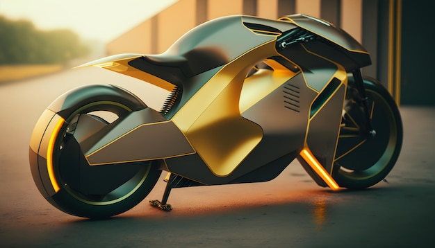 Image of a futuristic electric bike Sleek ecofriendly hightech efficient fast generative ai