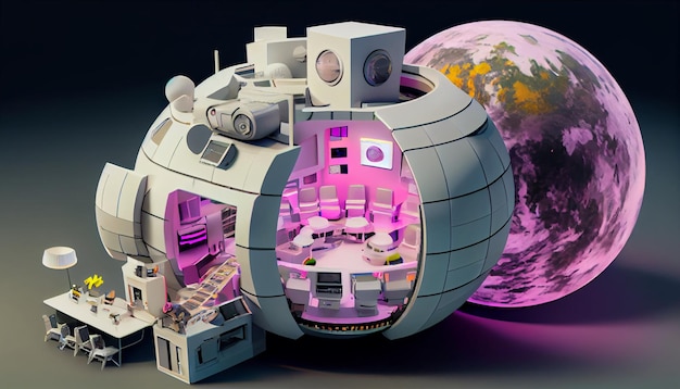 Image of a Futuristic Moon Space Lab