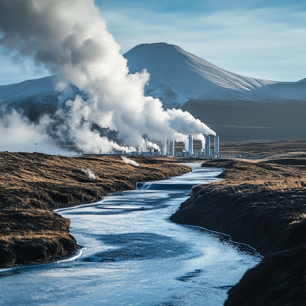 Image of a geothermal energy project with a focus on environmental impact and sustainability