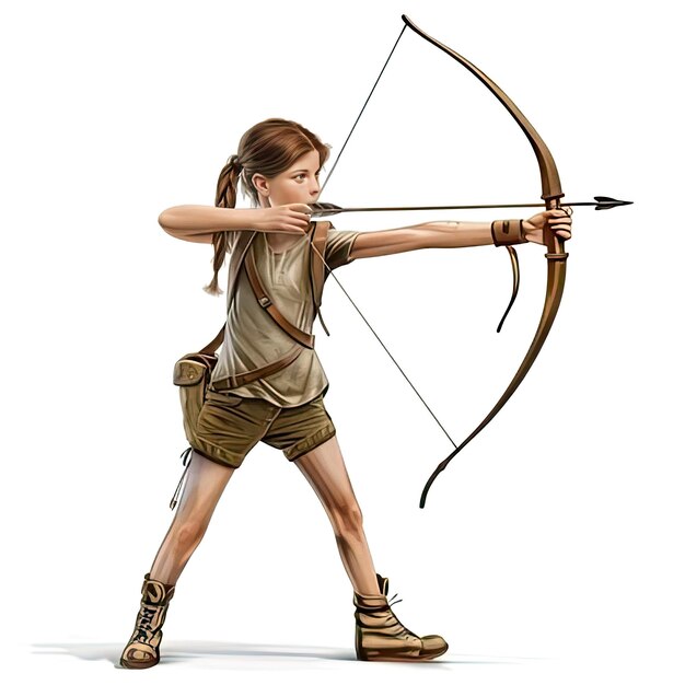 Photo an image of a girl with a bow and arrow