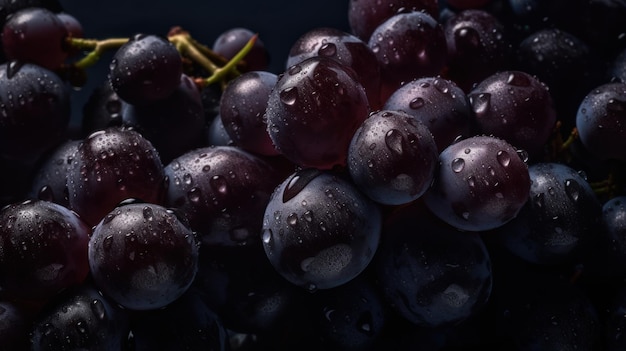 Image of Grapes seamless background visible drops of water generative AI