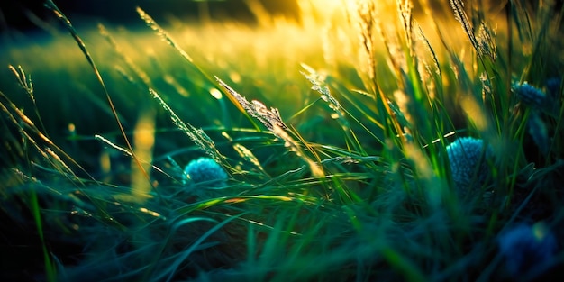 An image of grass with a sun over it