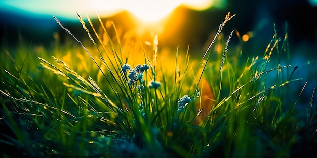 An image of grass with a sun over it