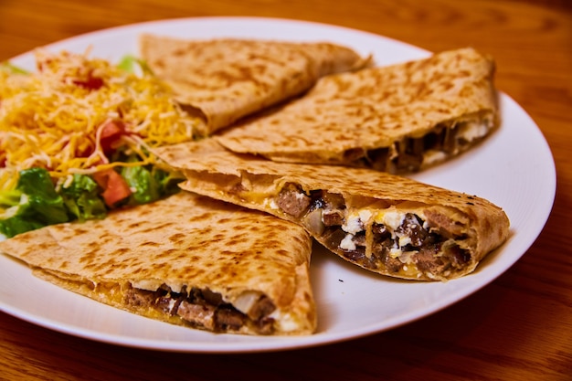 Image of Greek Gyro Quesadilla with simple side salad