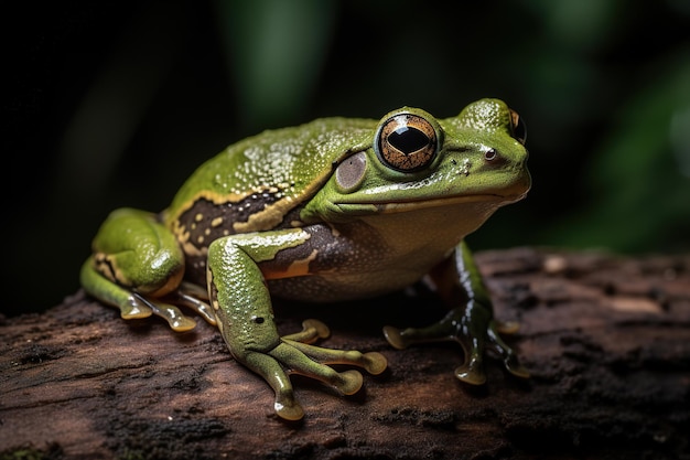 Image of green frog in nature forest Amphibian Illustration Generative AI