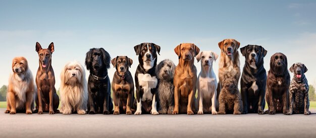 Photo image of a group of cute dogs sitting