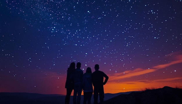 an image of a group of friends enjoying Earth Hour by stargazing