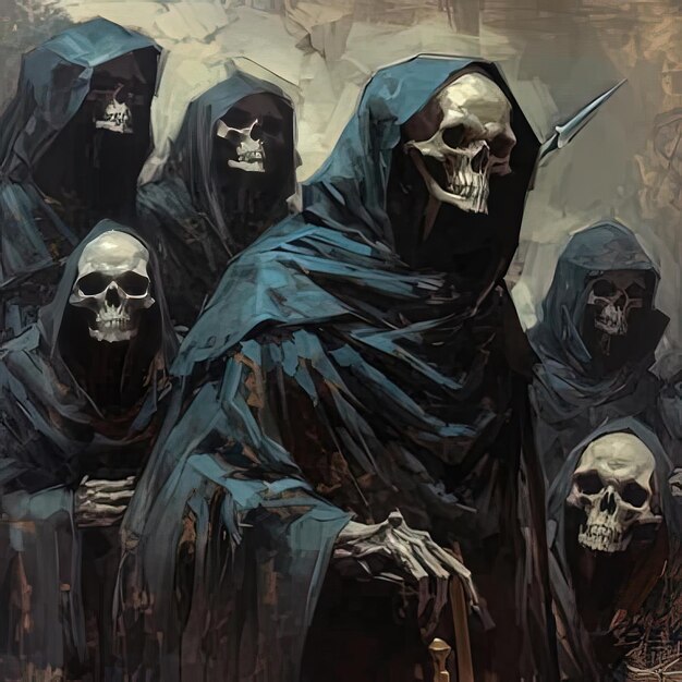 An image of a group of grim people