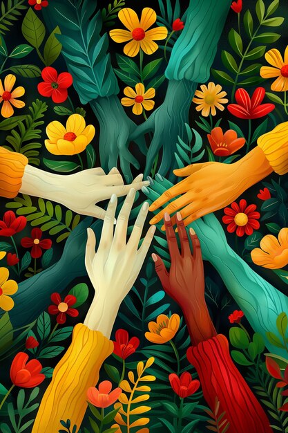 Photo image of hands forming a circle reaching racial divides in solidarity on juneteenth