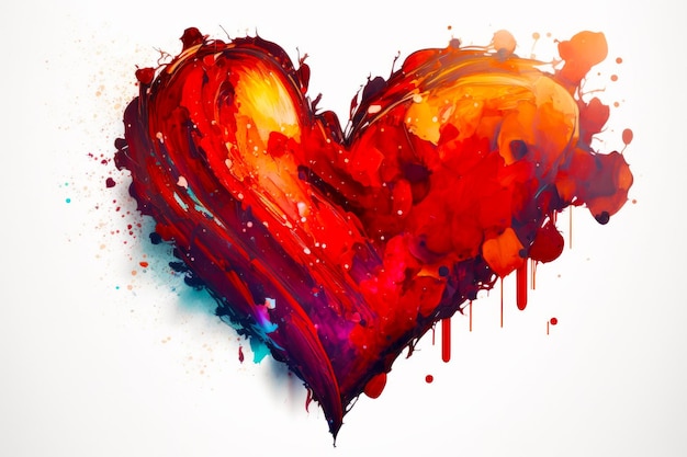 Image of heart with paint splatters on the side of it Generative AI