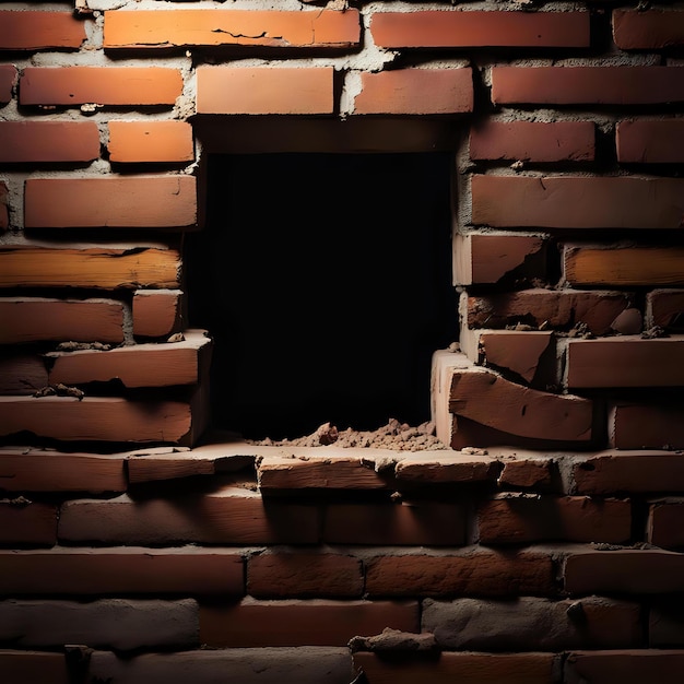 Photo image of hole in white wall brick