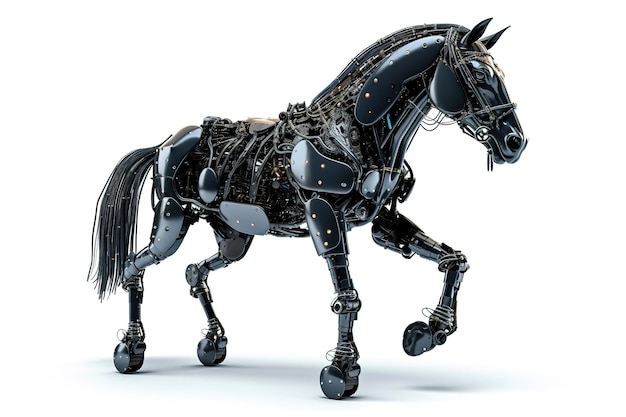 Image of a horse modified into a electronics robot on a white background Wildlife Animal illustration generative AI