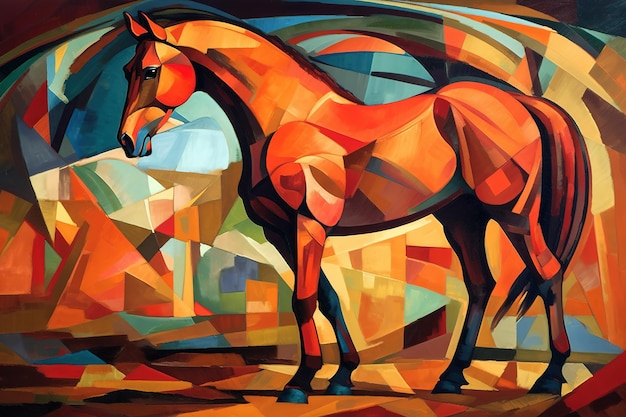 Image of a horse painting in cubism art style Wildlife Animals Illustration Generative AI