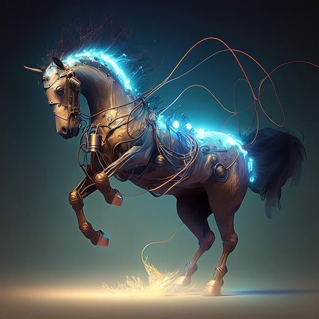 Image of a horse with technology concept Wildlife Animals Illustration generative AI