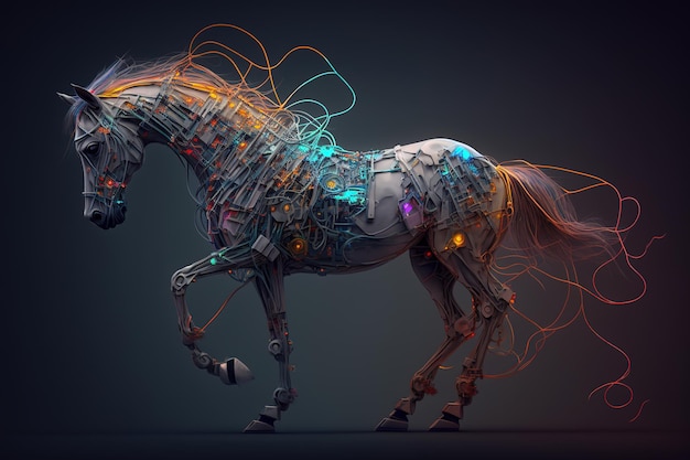 Image of a horse with technology concept Wildlife Animals Illustration generative AI