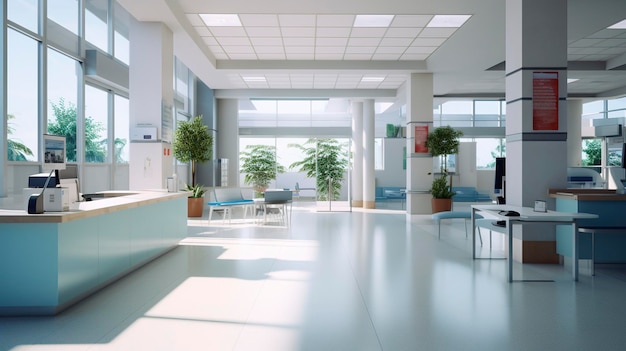 An image of a hospital reception area where patients check in