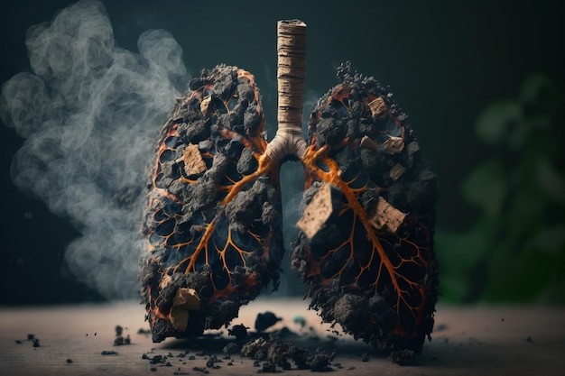 Image of human lungs damaged by tobacco and cigarette smoking tobaccofree day world no tobacco day stop smoking Health kill bad lifestyle