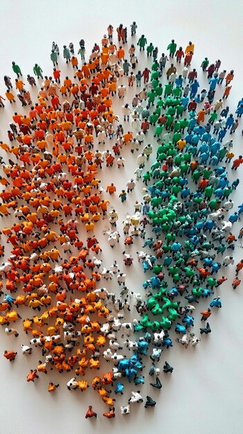 Photo image of indian flag created with miniature people