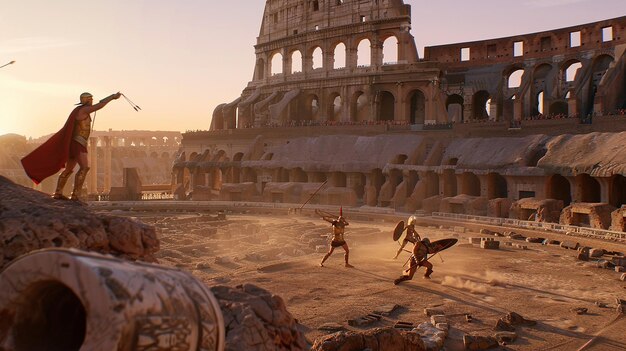 Photo image of the interior of the colosseum on hundred years ago