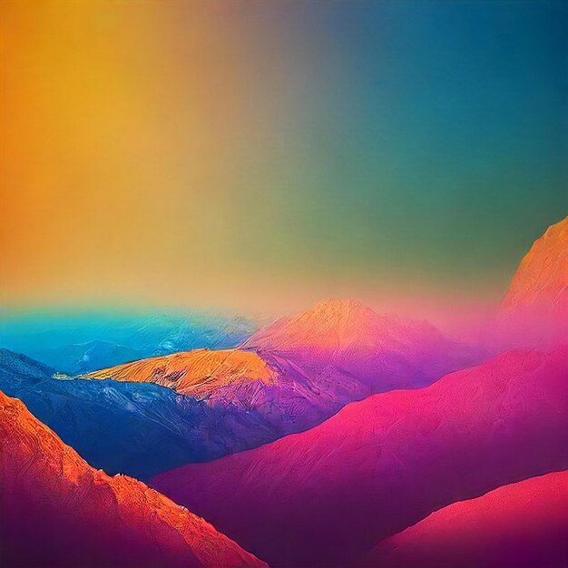 Photo the image is of a colorful mountains and sun ai generated