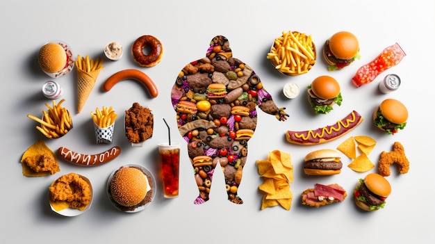 The image is meant to convey the idea of unhealthy eating habits