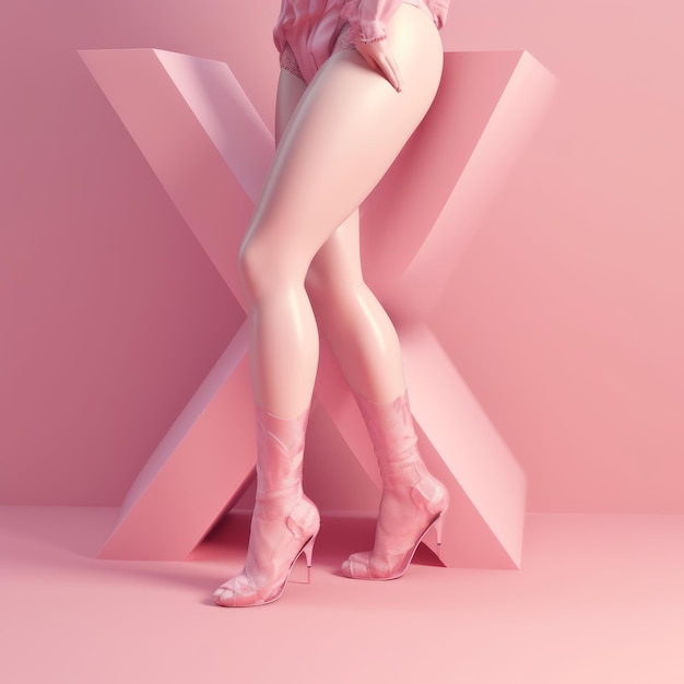 Image of letter X using typography style of pink woman legs generative AI