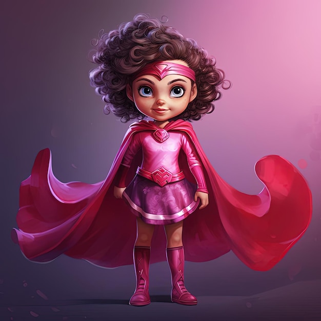 an image of a little girl dressed as a superhero in the style of romantic illustrations