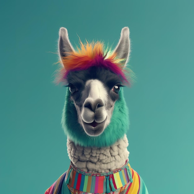 Image of llama making a cheeky face on a clean background Wildlife Animals illustration Generative AI