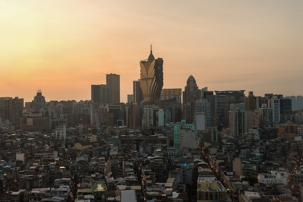 Image of Macau (Macao), China. Skyscraper hotel and casino building at downtown in Macau (Macao).