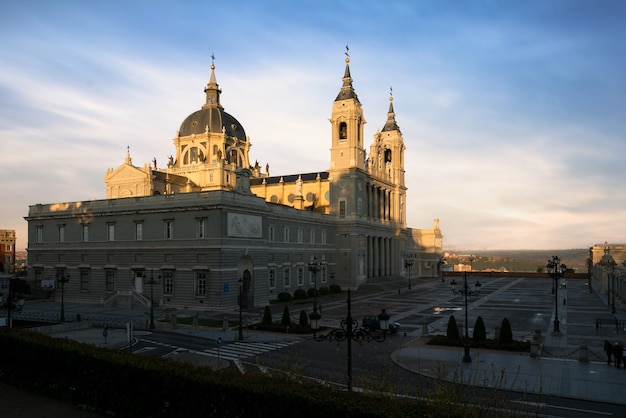 Image of Madrid skyline with Santa Maria la Real de La Almudena Cathedral