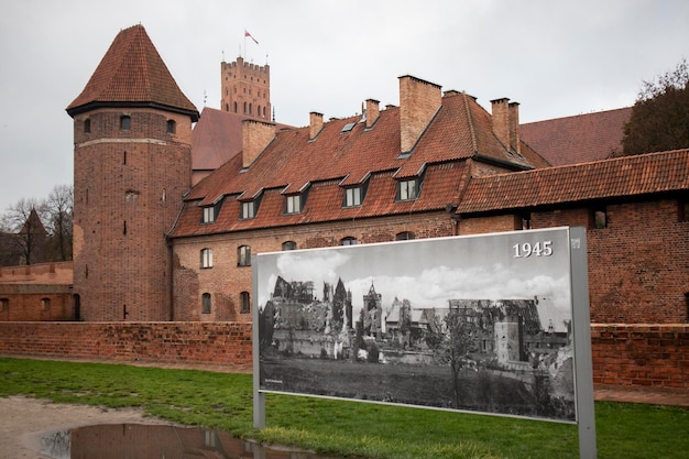 Image of Malbork Castle in Poland. The castle in constructed in brick.