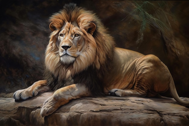 Image of a male lion Wildlife Animals Illustration Generative AI