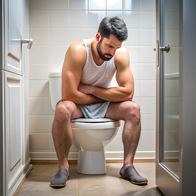 image of man body in toilet at home