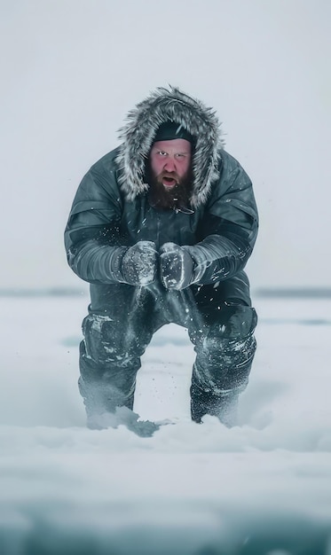 Photo an image of a man in the snow