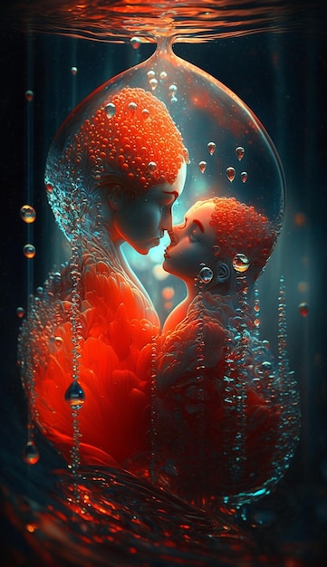 An image of a man and a woman in a bubble generative ai