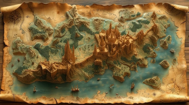 An image of a map on a wooden wall