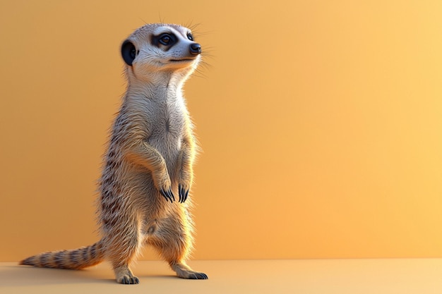 Photo image of meerkat standing on its hind legs highlighting its watchful nature