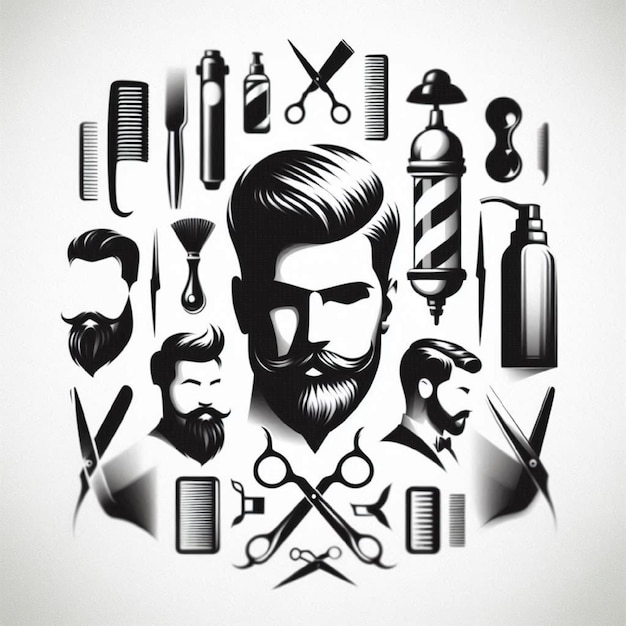 Image of a mens barbershop background with shaving tools