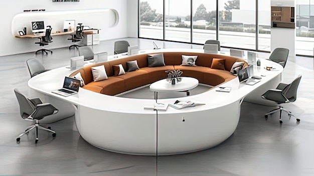 Photo an image of a modern office with a circular table