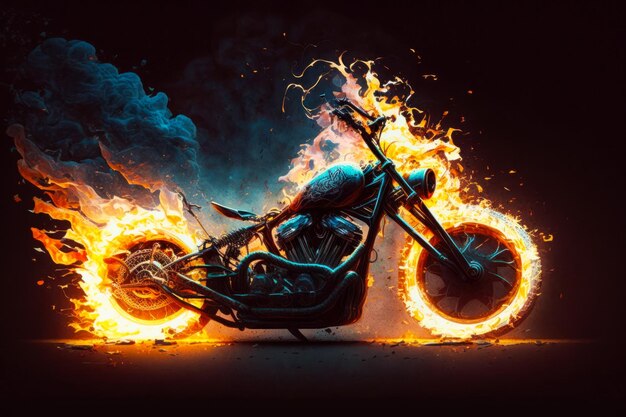 An image of motorcycle with flames on it Generative AI