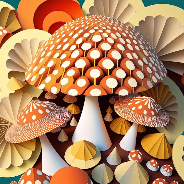 Photo an image of a mushroom with many different colors