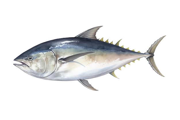 Image of northern bluefin tuna on white background Underwater Animals Foods illustration generative AI