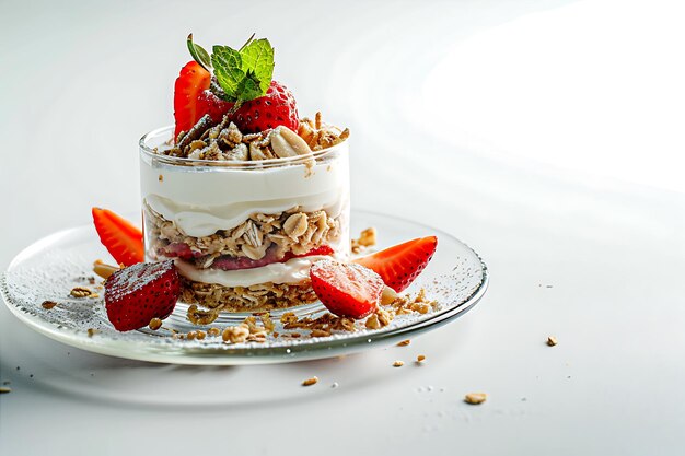 Image of Oatcake and Yogurt with Strawberries and Nuts