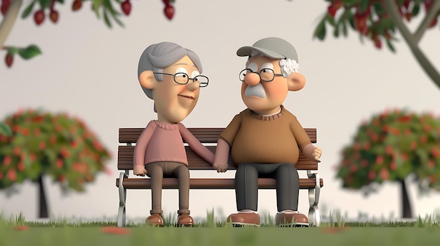 an image of an older couple on a bench with a man and woman on the bench